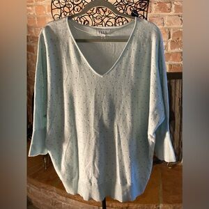 Elle Soft Blue Knit Sweater with Silver Embellishments